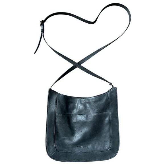 Lucky Brand Genuine Leather Black Crossbody Adjustable Strap Purse - Picture 2 of 13